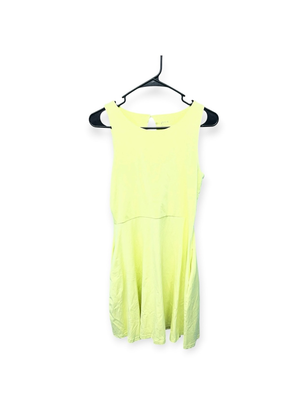 PACT Sleeveless Neon Yellow Fit-and-Flare Dress Top Organic Cotton Size Medium